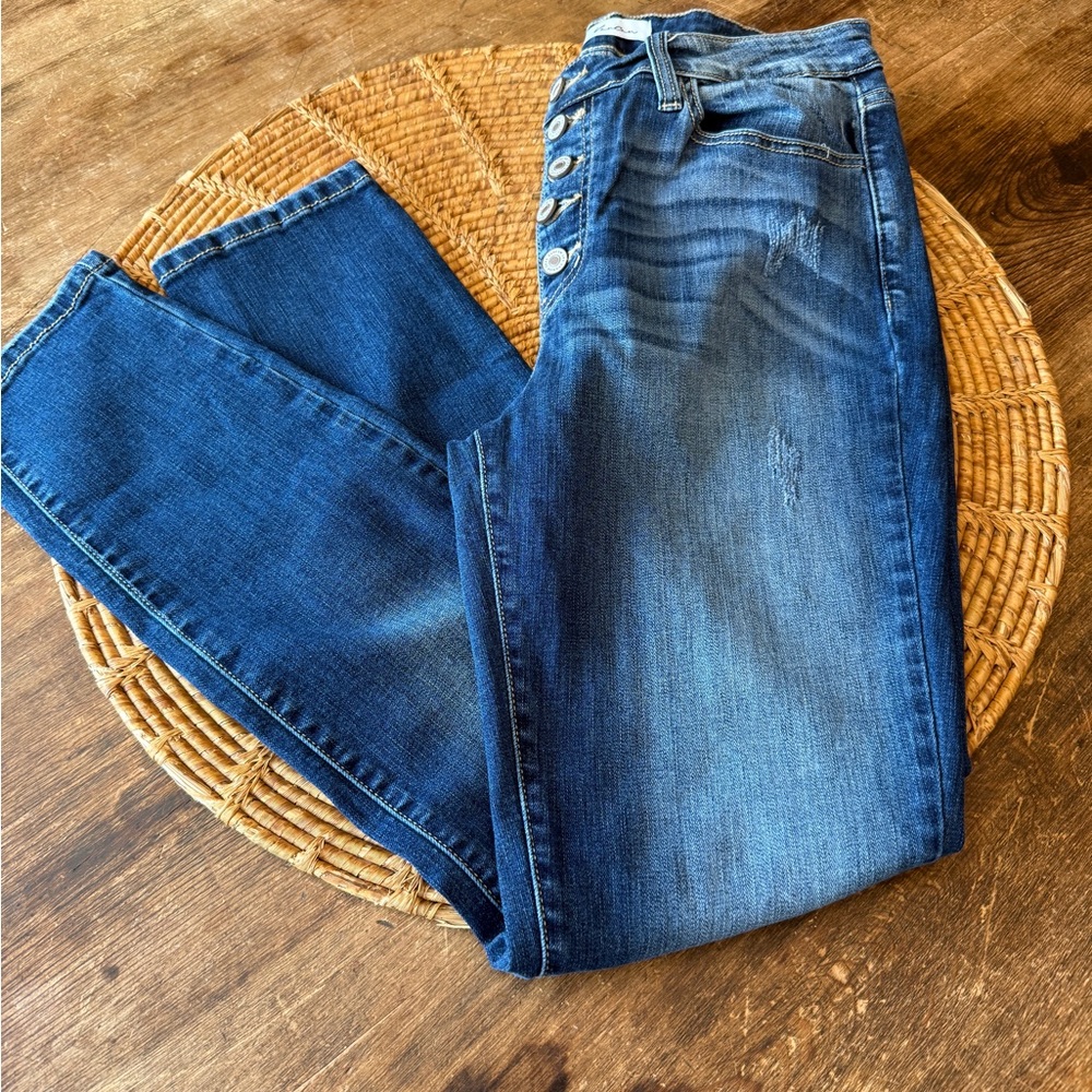 KanCan High Rise Distressed Blue Jeans - Picture 2 of 15